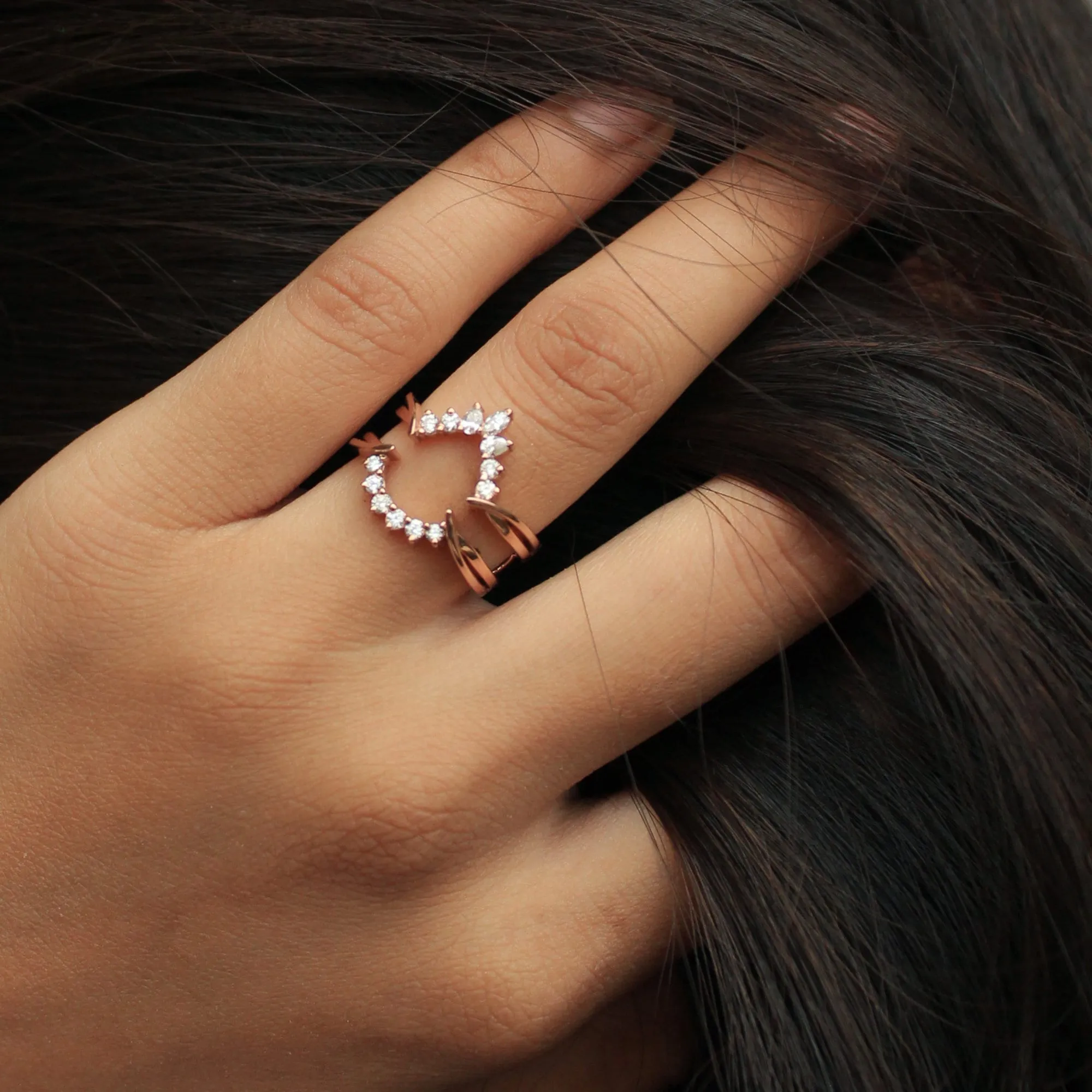 Fancy Cut Natural Diamond Ring Wrap for Pear Engagement Ring