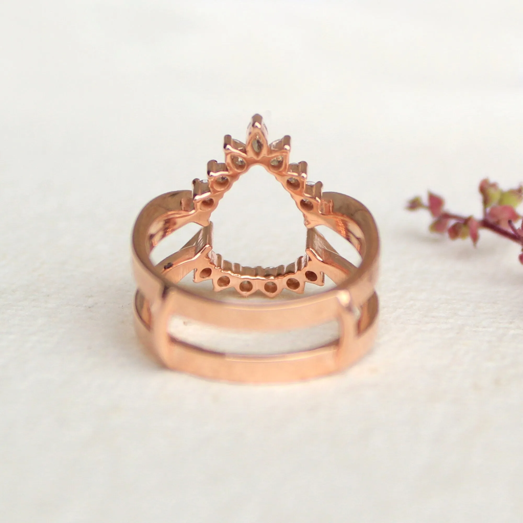 Fancy Cut Natural Diamond Ring Wrap for Pear Engagement Ring
