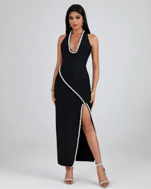 Faux Pearl-embellished Bandage Dress