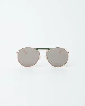 Fendi x GENTLE MONSTER Gold-tone/Pink Gentle Fendi No. 2 Round Aviator Sunglasses