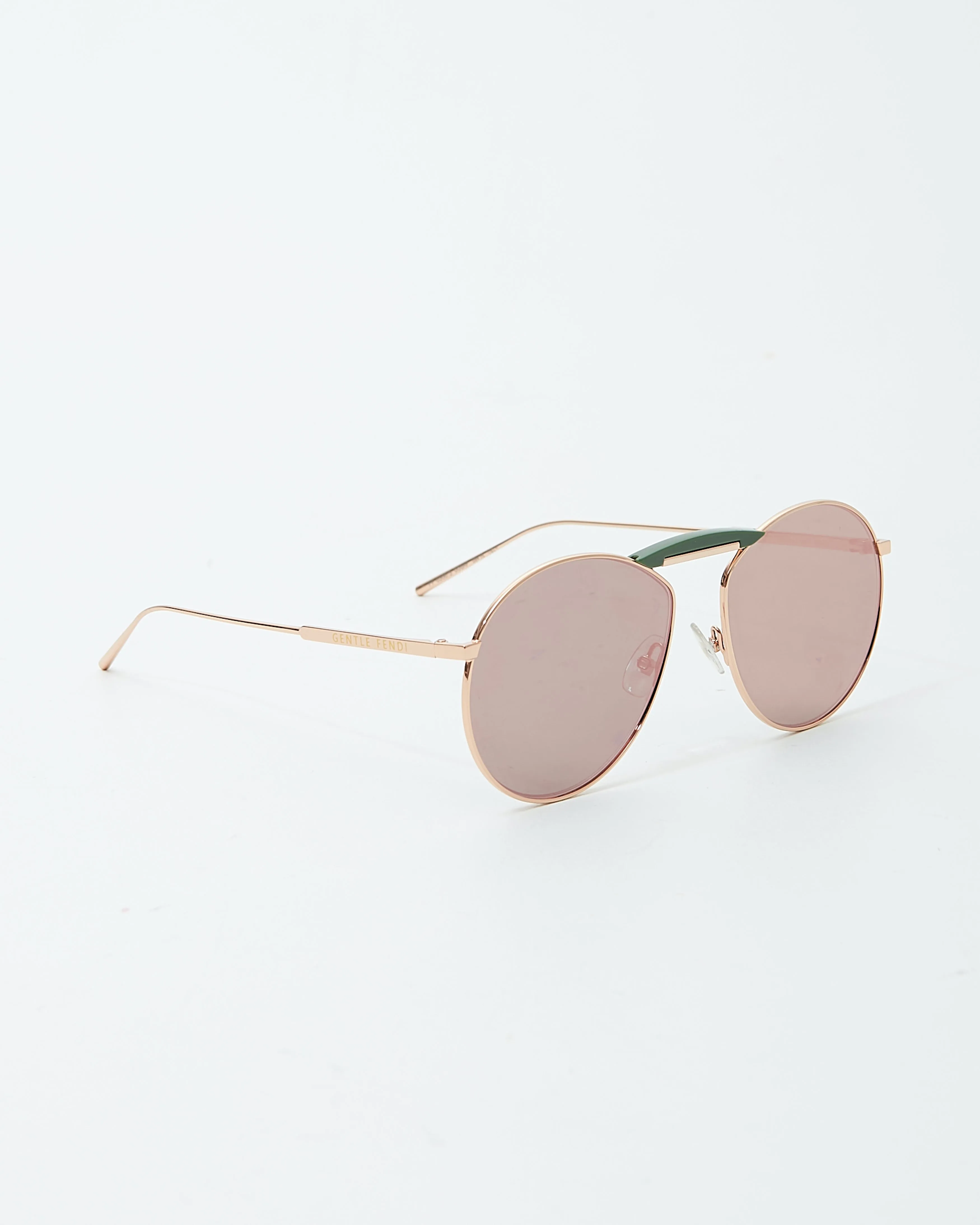 Fendi x GENTLE MONSTER Gold-tone/Pink Gentle Fendi No. 2 Round Aviator Sunglasses