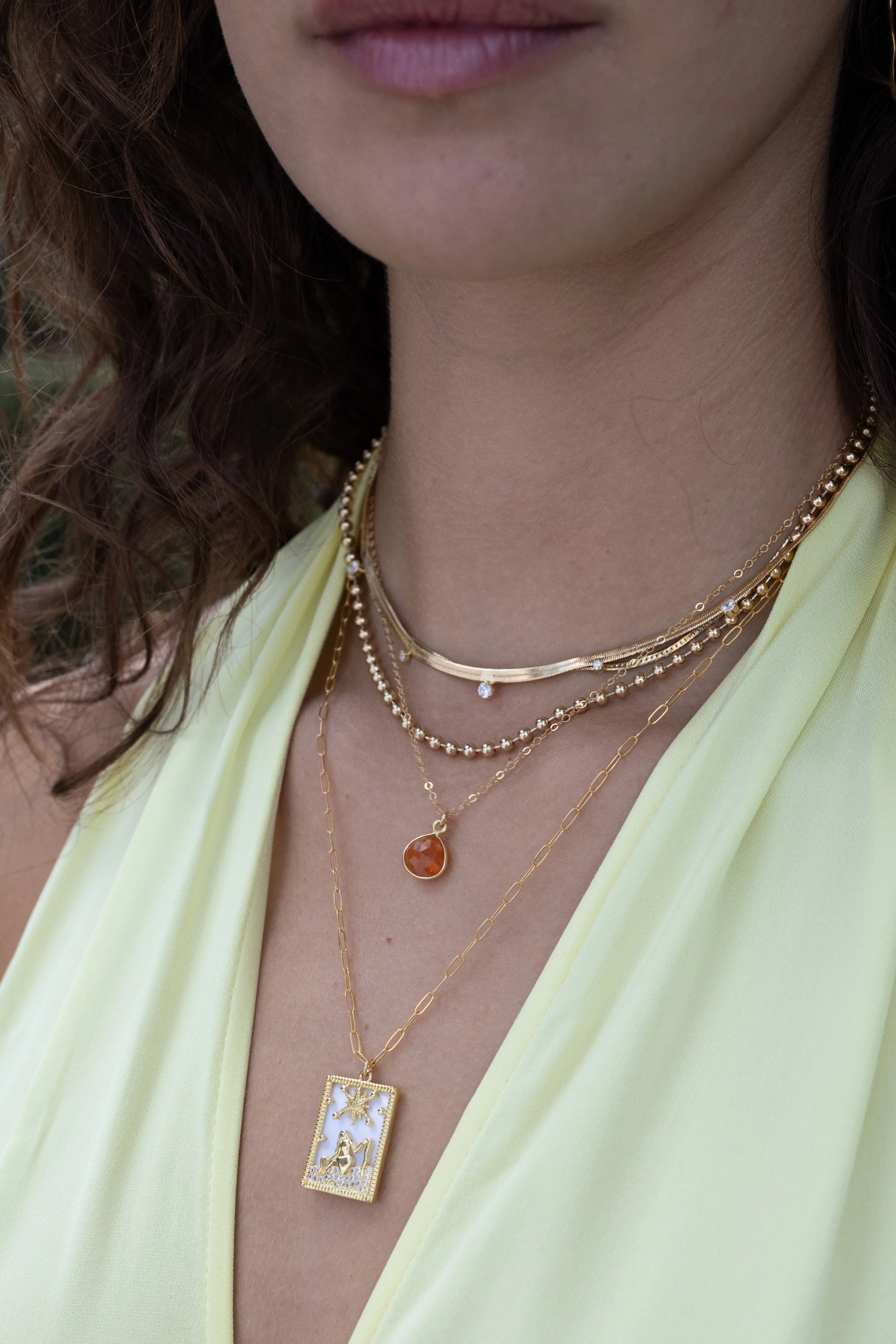 Fire Opal Teardrop Necklace