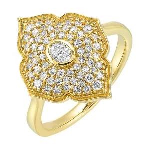 Floral Inspired 14k Yellow Gold Diamond Statement Ring, 0.50 ctw