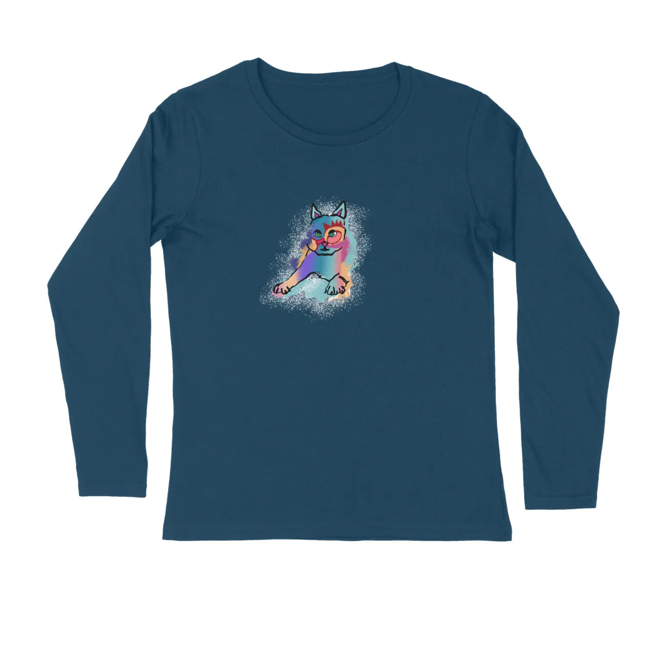 Full Sleeves Round Neck (Men) - Russian Blue Sparkle Cat (5 Colours)