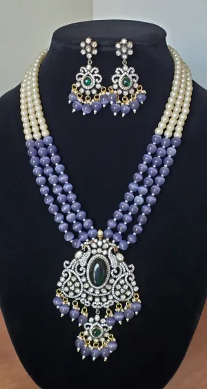 Gautami Purple-Pearl Long Maala Set