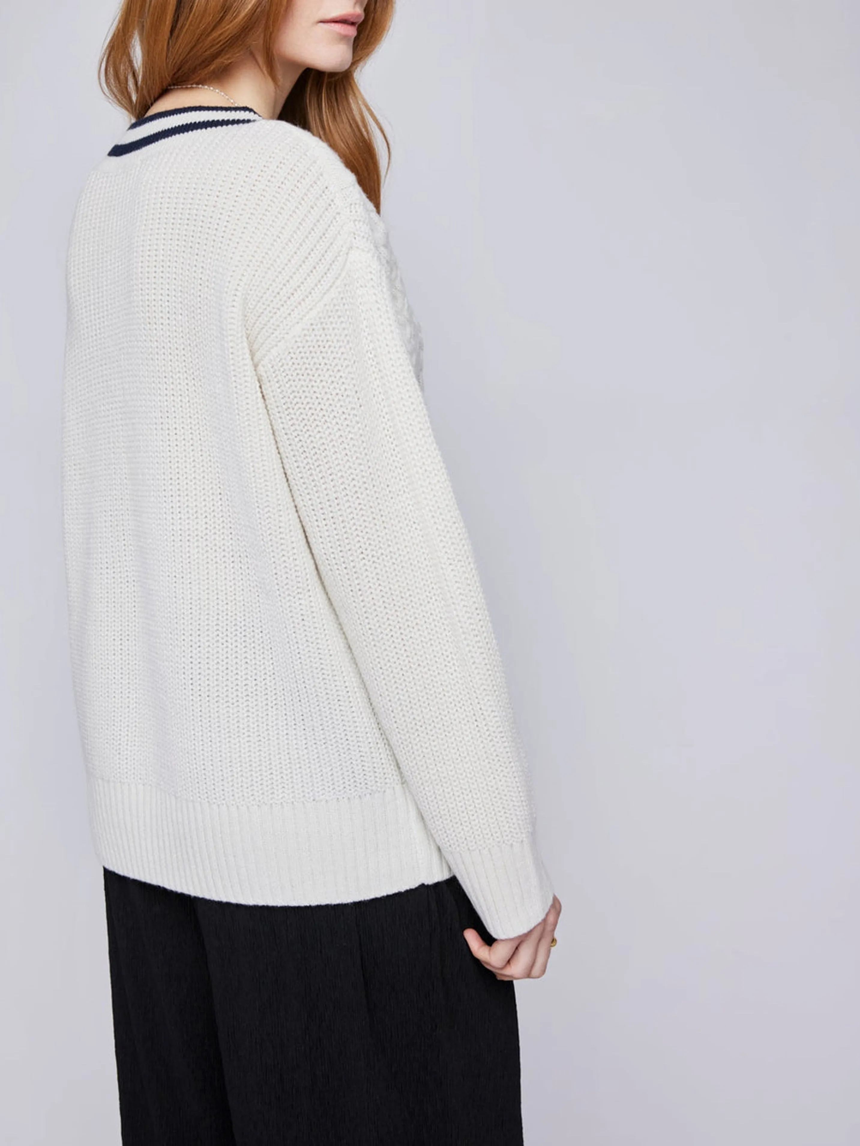 GENTLE FAWN Kyla V-Neck Varsity Sweater