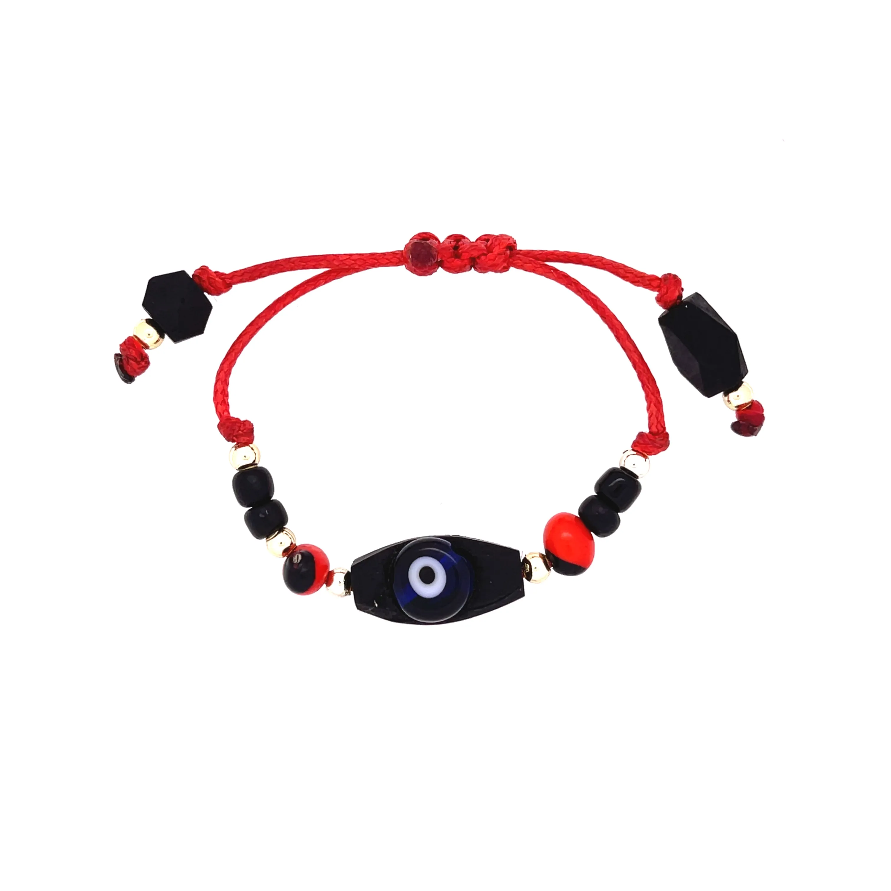 Genuine Azabache Bracelet for Baby with Blue Evil Eye Peonia Adjustable Red Rope