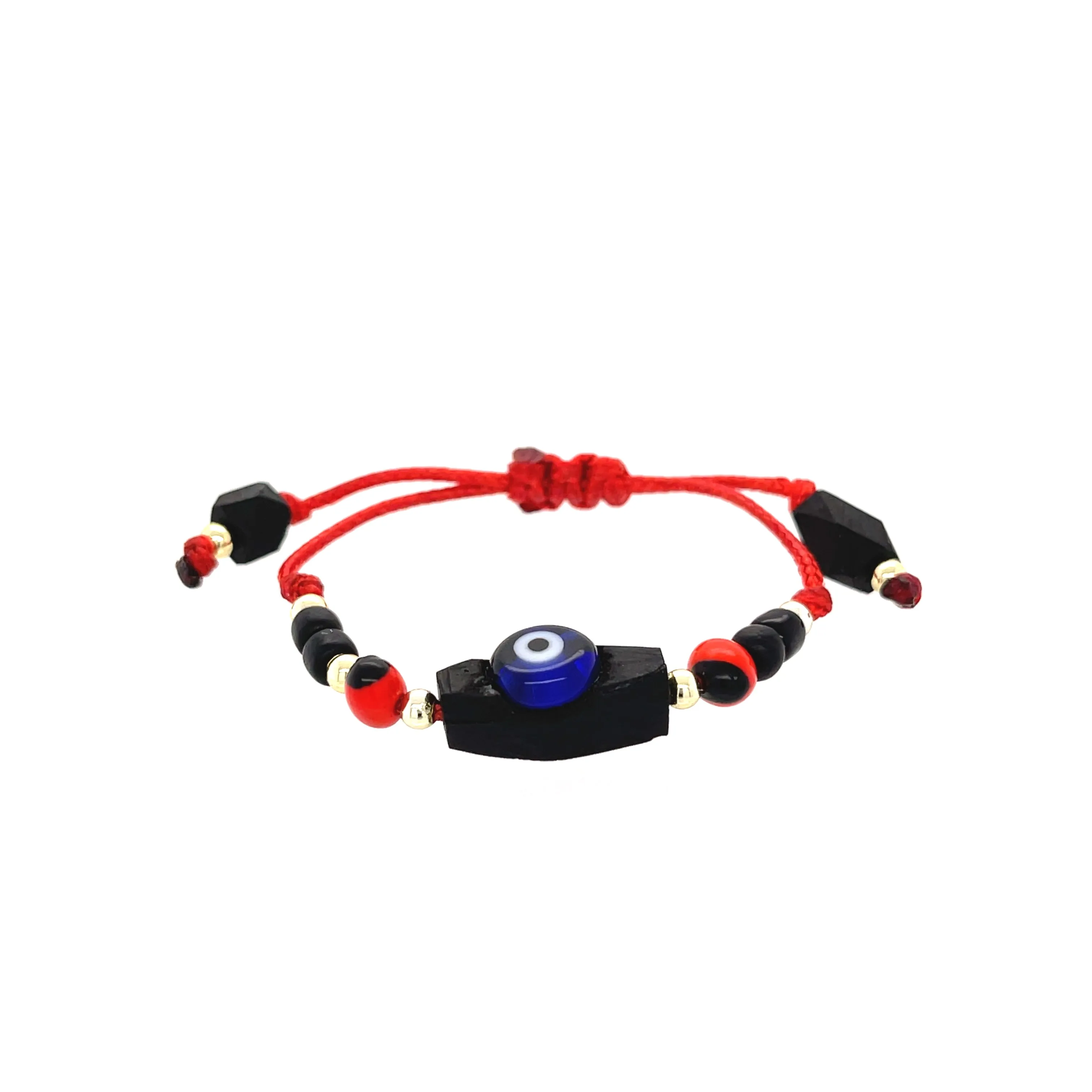 Genuine Azabache Bracelet for Baby with Blue Evil Eye Peonia Adjustable Red Rope