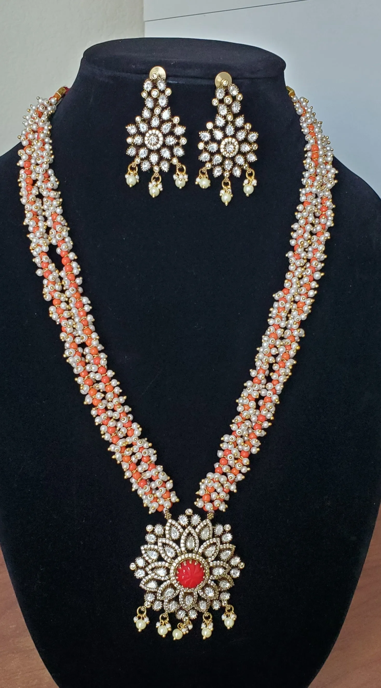 Girija P Coral - Pearl Long Maala Set