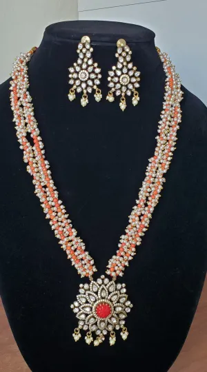 Girija P Coral - Pearl Long Maala Set