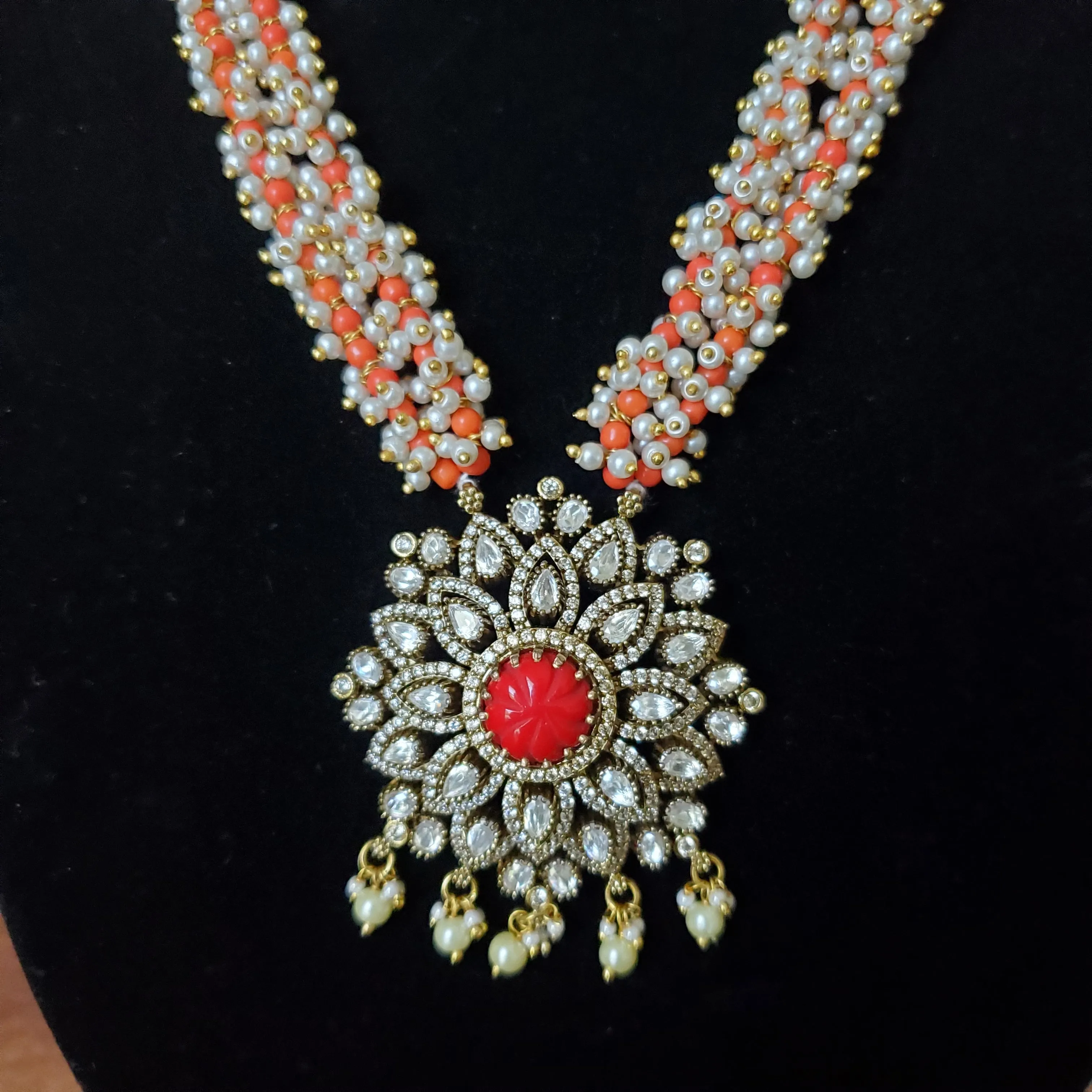 Girija P Coral - Pearl Long Maala Set