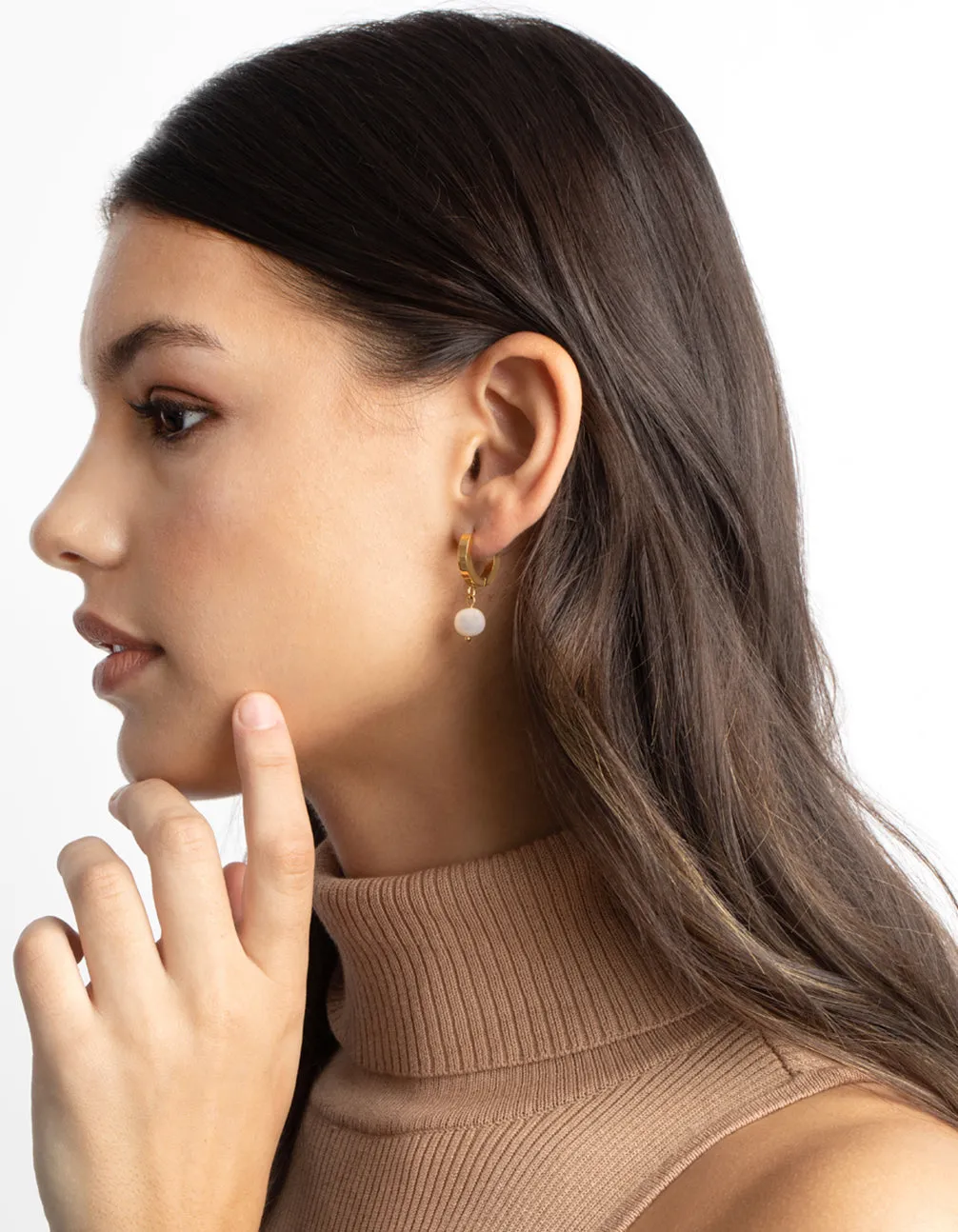 Gold Plated Surgical Steel Pearl Huggie Hoop Earrings