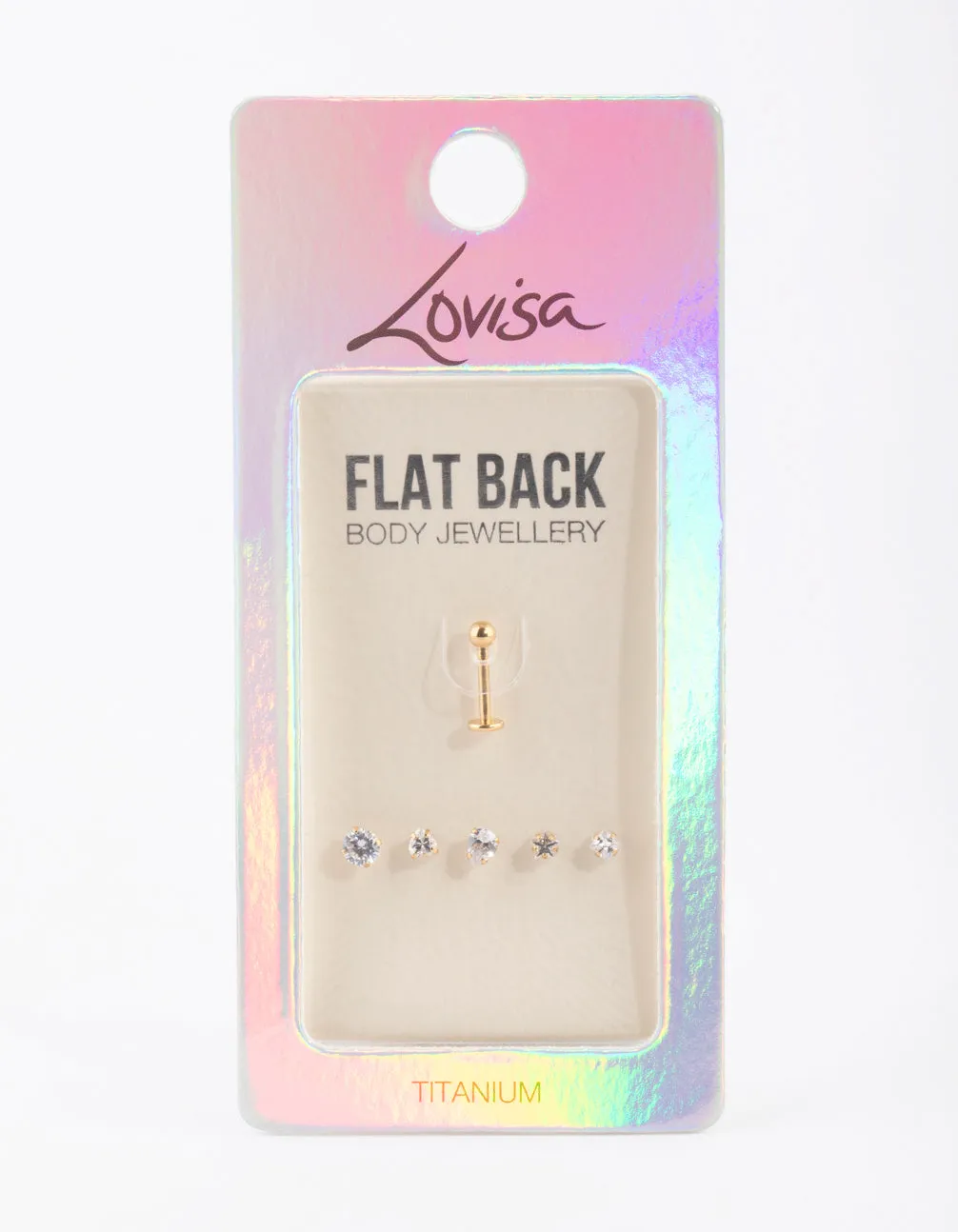 Gold Plated Titanium Flat Back 6-Pack