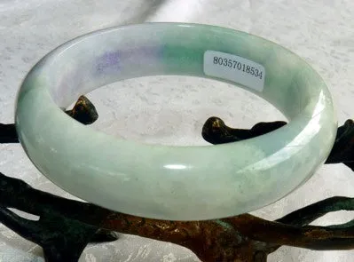 Green and Lavender Burmese Jadeite Jade Bangle Bracelet 58mm*   Certificate (8534)