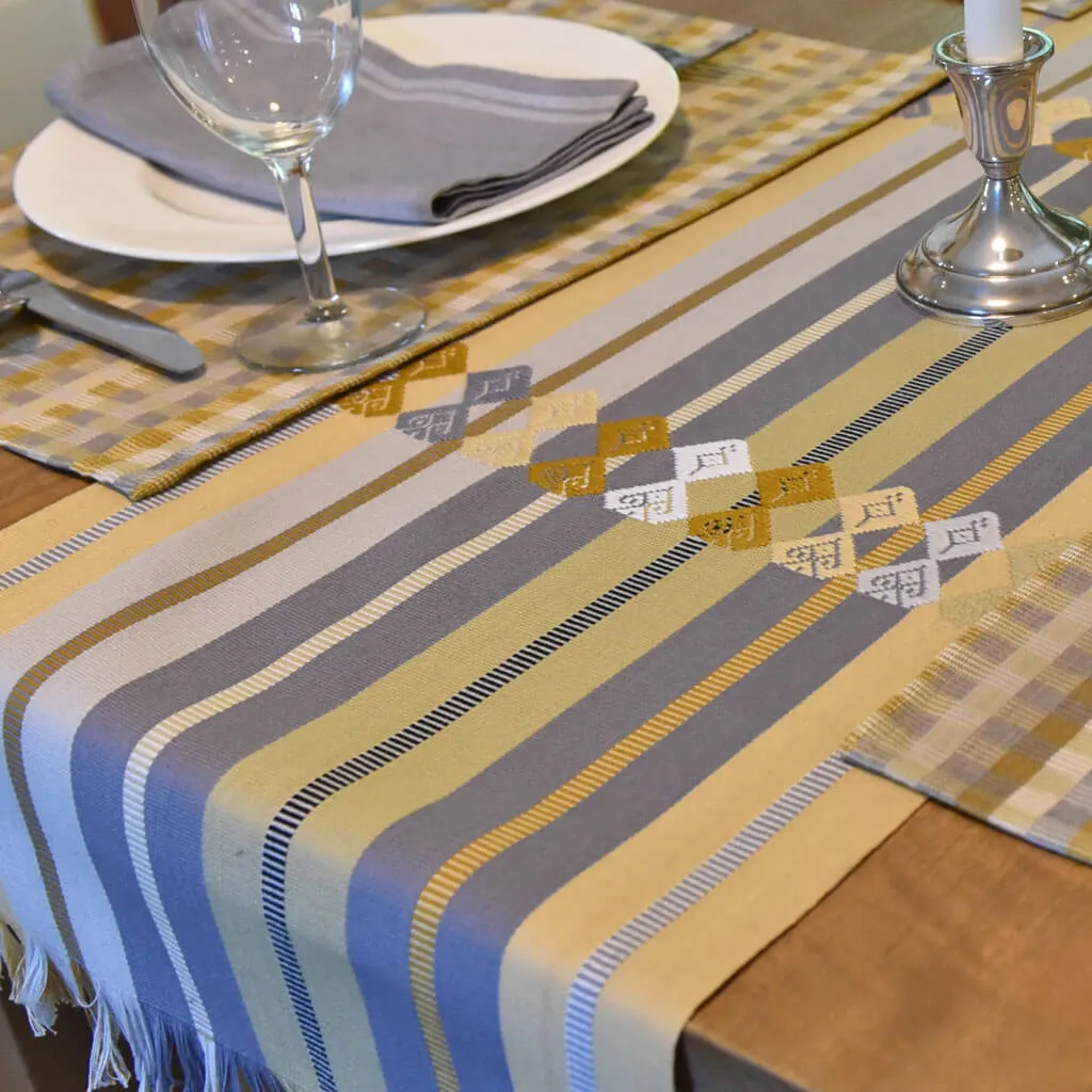 Guatemala Hand Woven Celebration Table Runner | Champagne