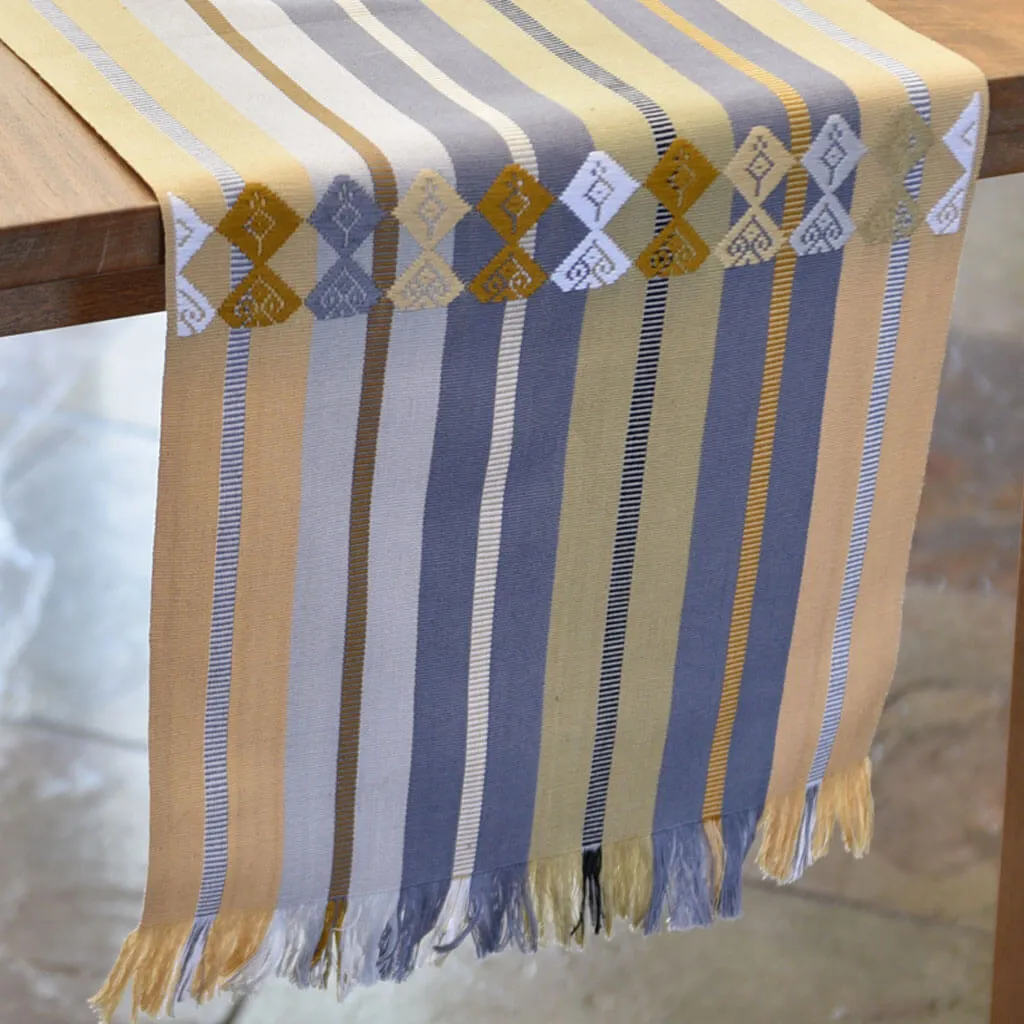 Guatemala Hand Woven Celebration Table Runner | Champagne