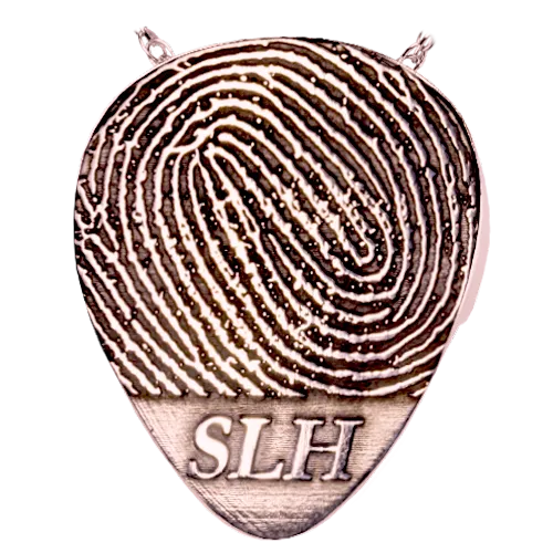 Guitar Pick Fingerprint Pendant