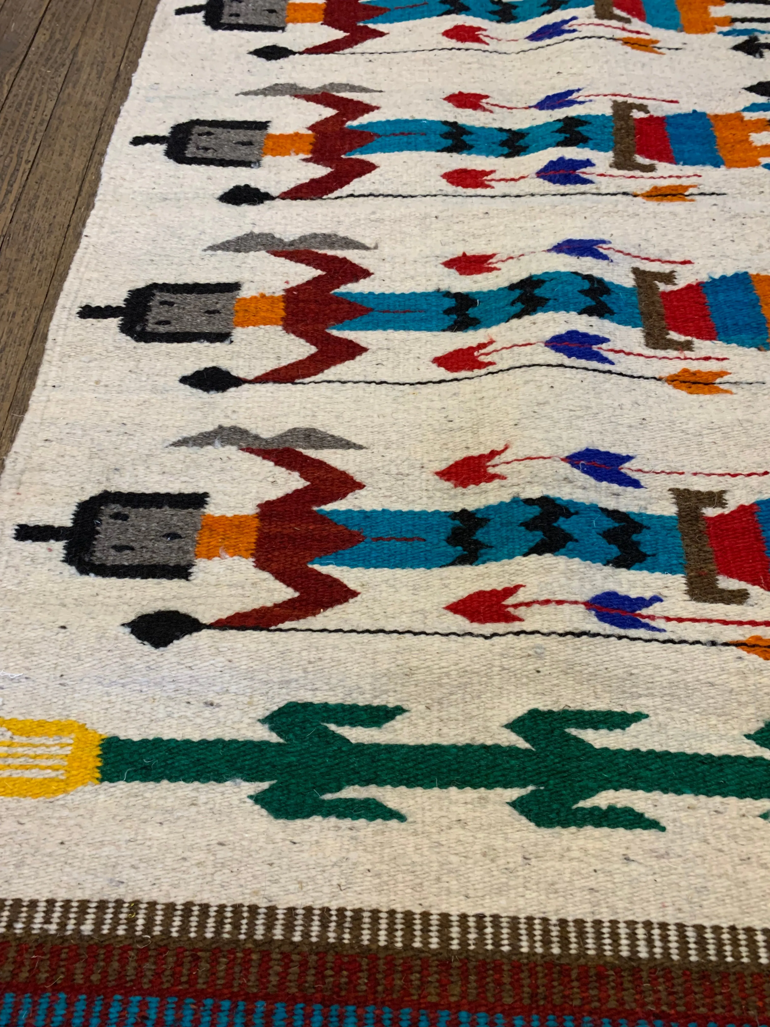 Handwoven Wool Corn Maiden Rug; 30”x60”