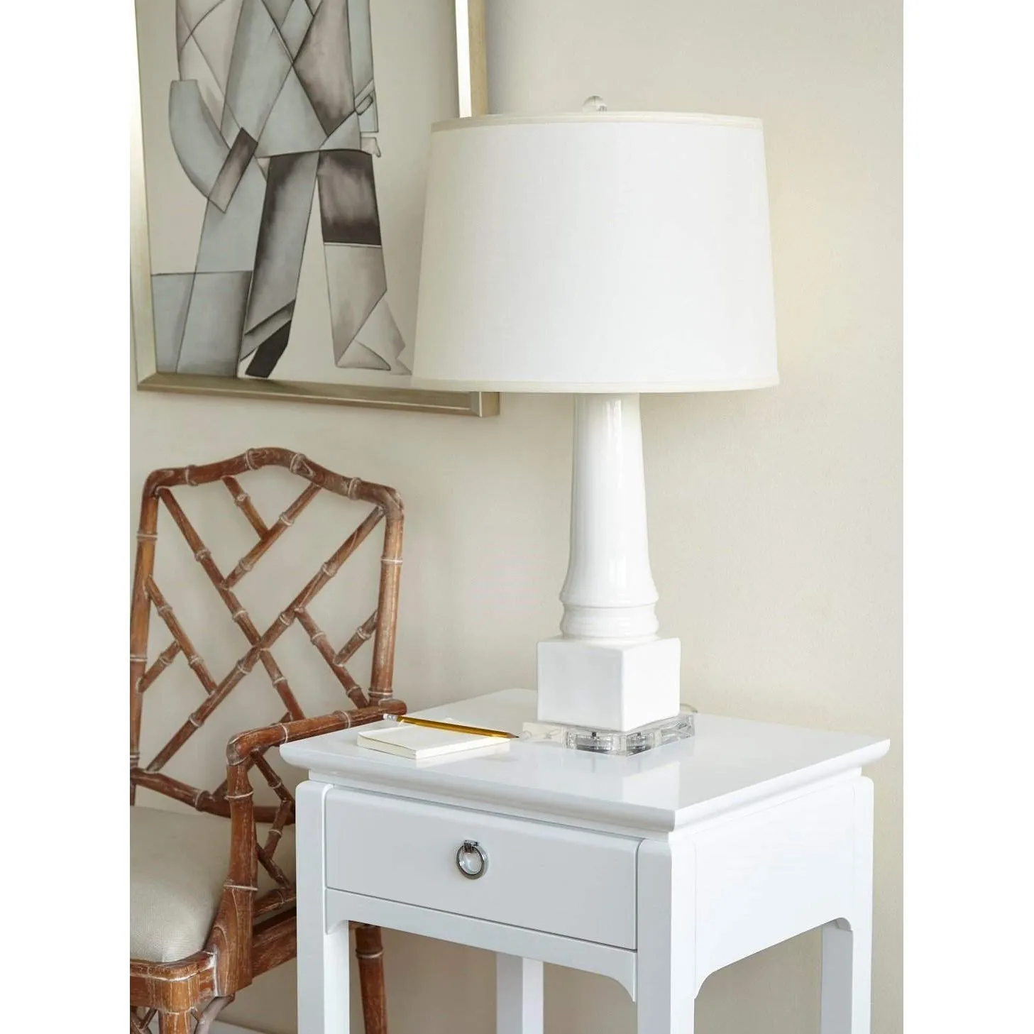 Harlow 1-Drawer Side Table / White Pearl
