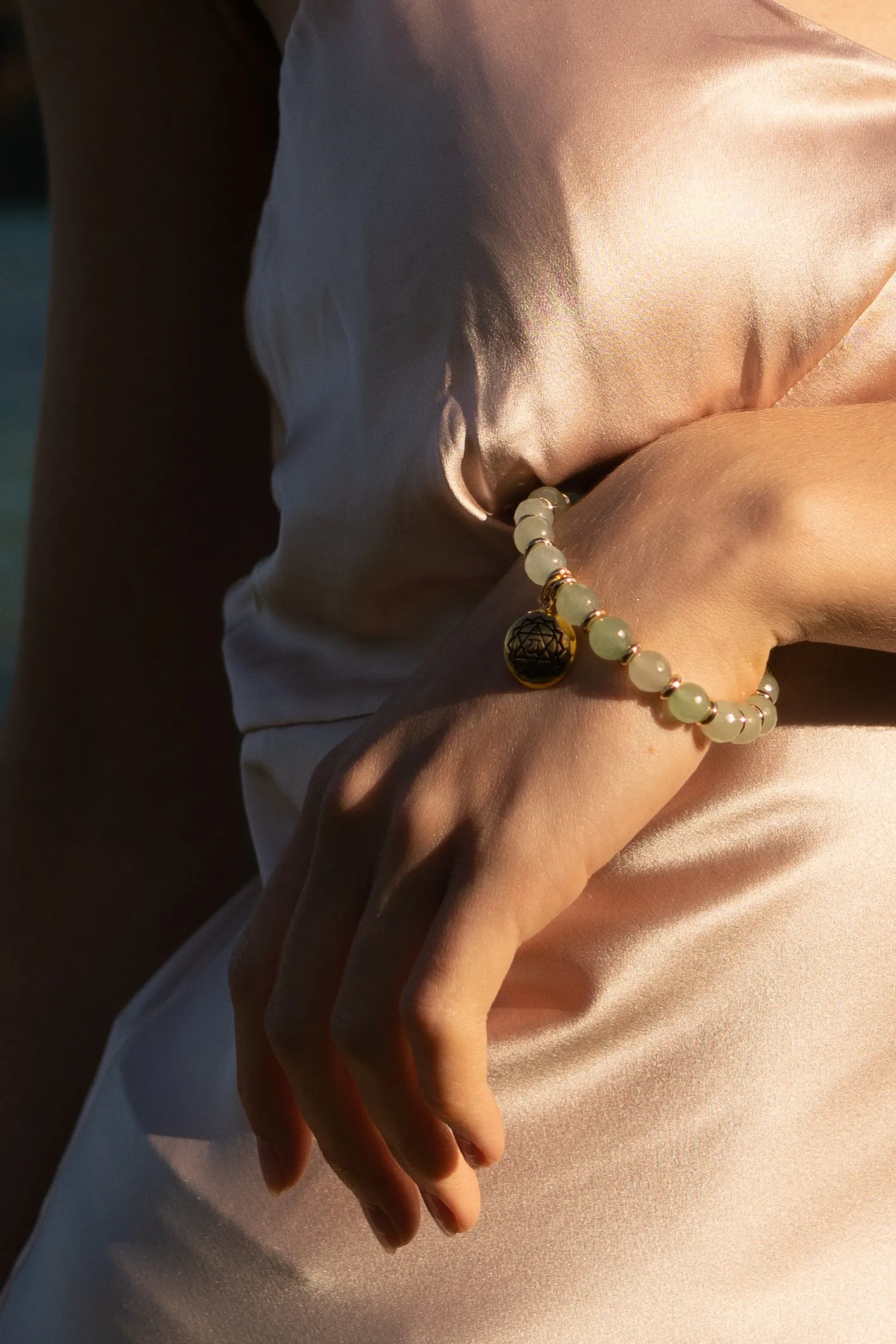 Heart Chakra Activation Aventurine Bracelet, 18K Gold Plated