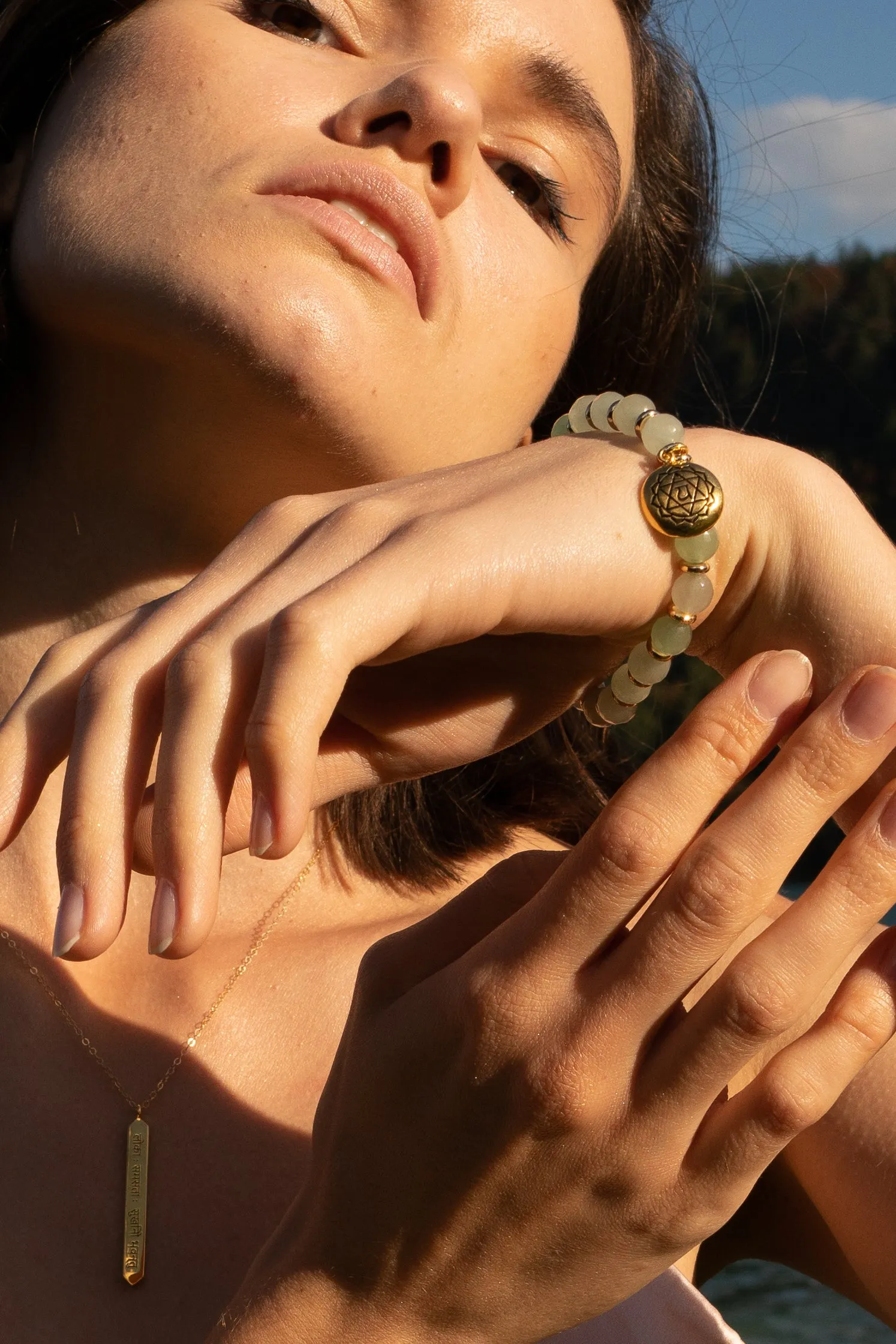 Heart Chakra Activation Aventurine Bracelet, 18K Gold Plated