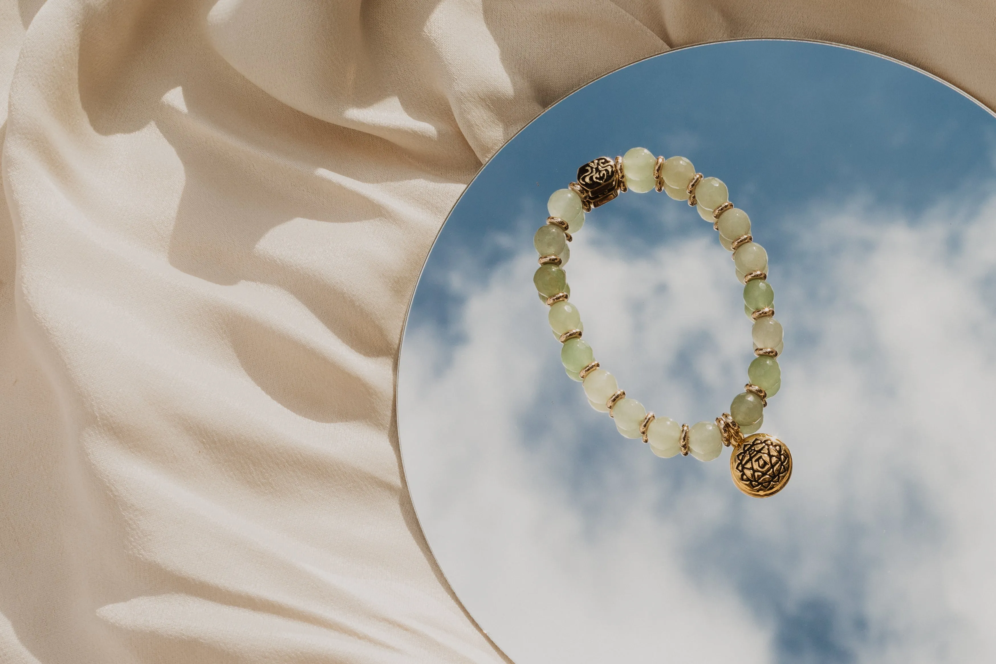 Heart Chakra Activation Aventurine Bracelet, 18K Gold Plated