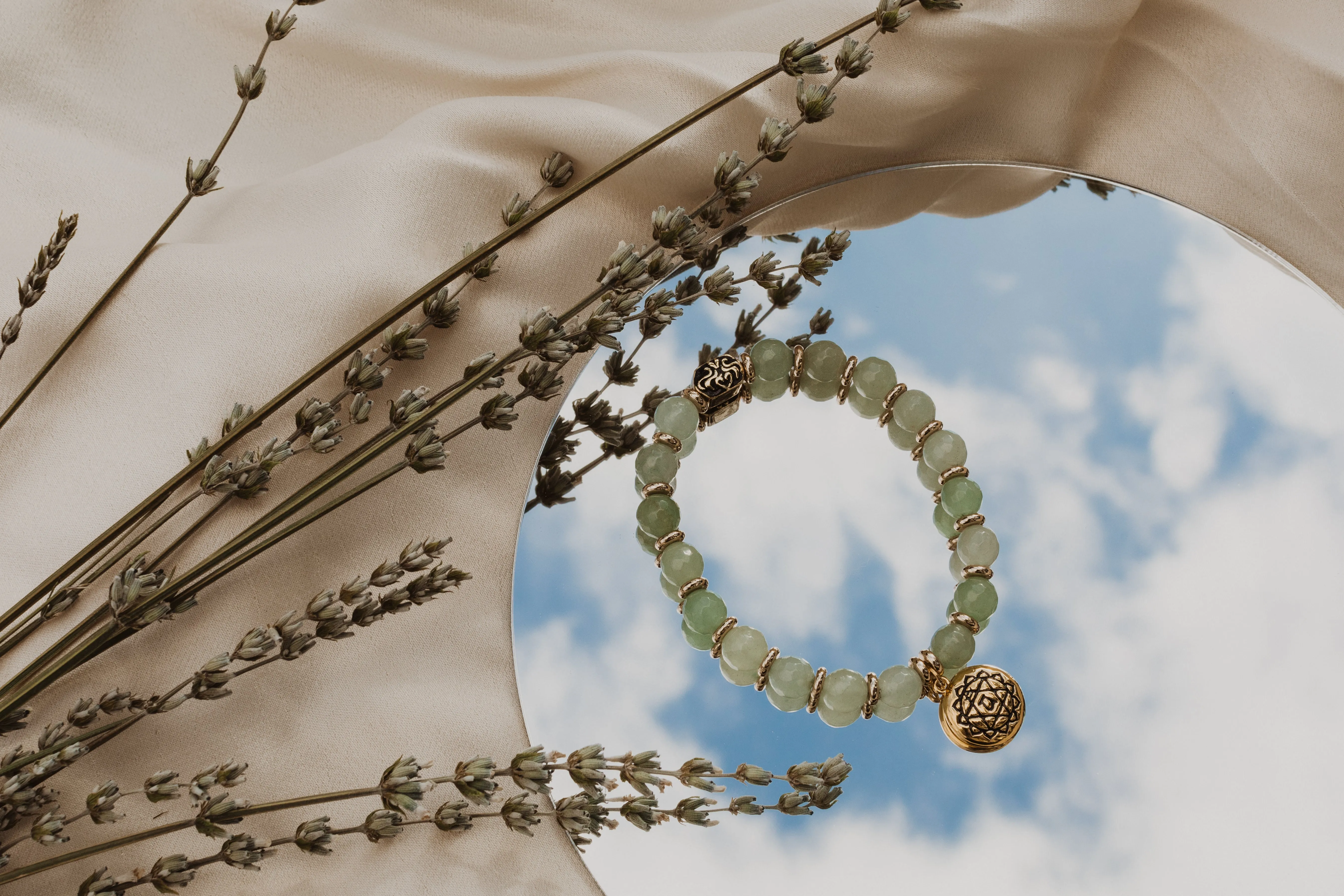 Heart Chakra Activation Aventurine Bracelet, 18K Gold Plated