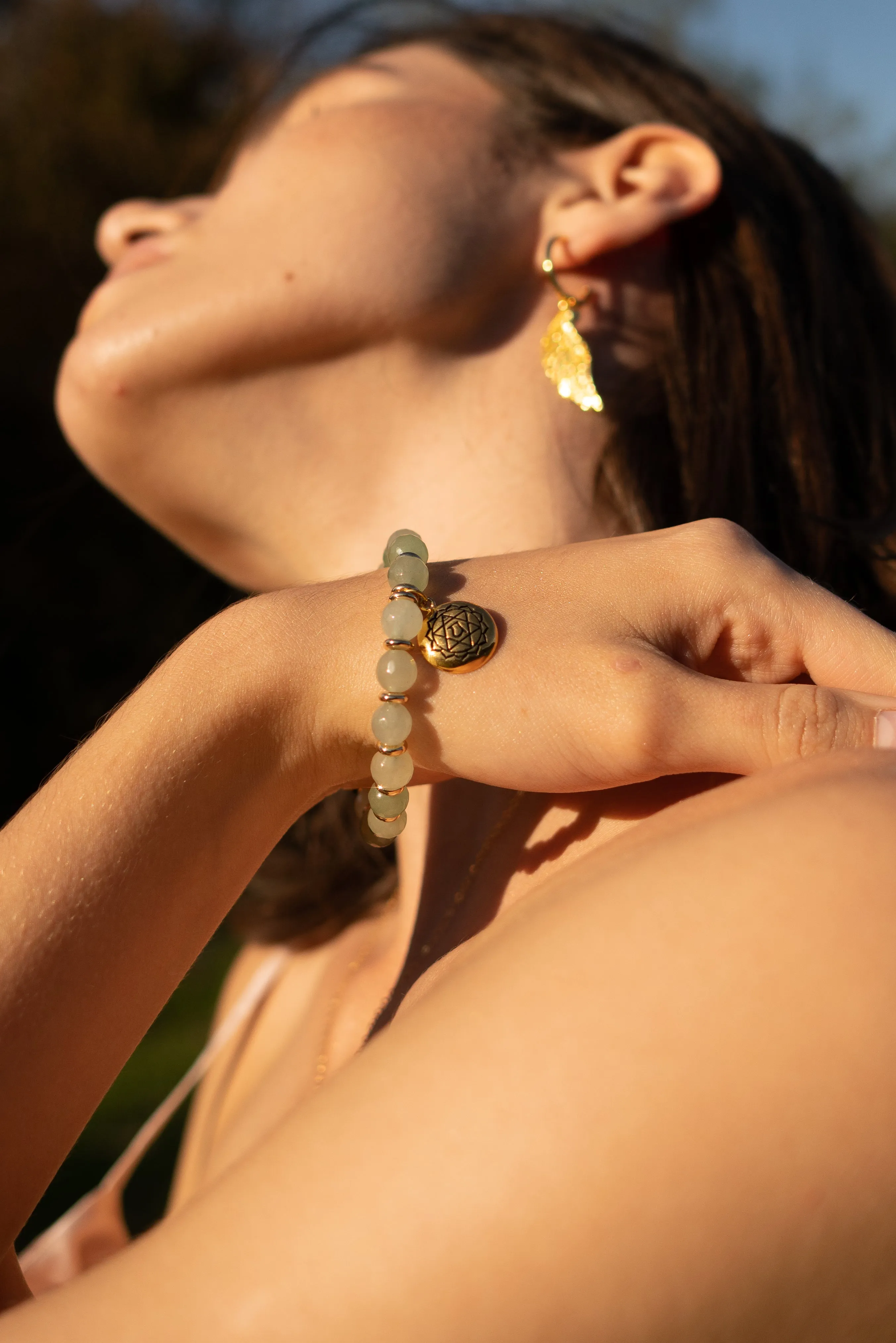 Heart Chakra Activation Aventurine Bracelet, 18K Gold Plated