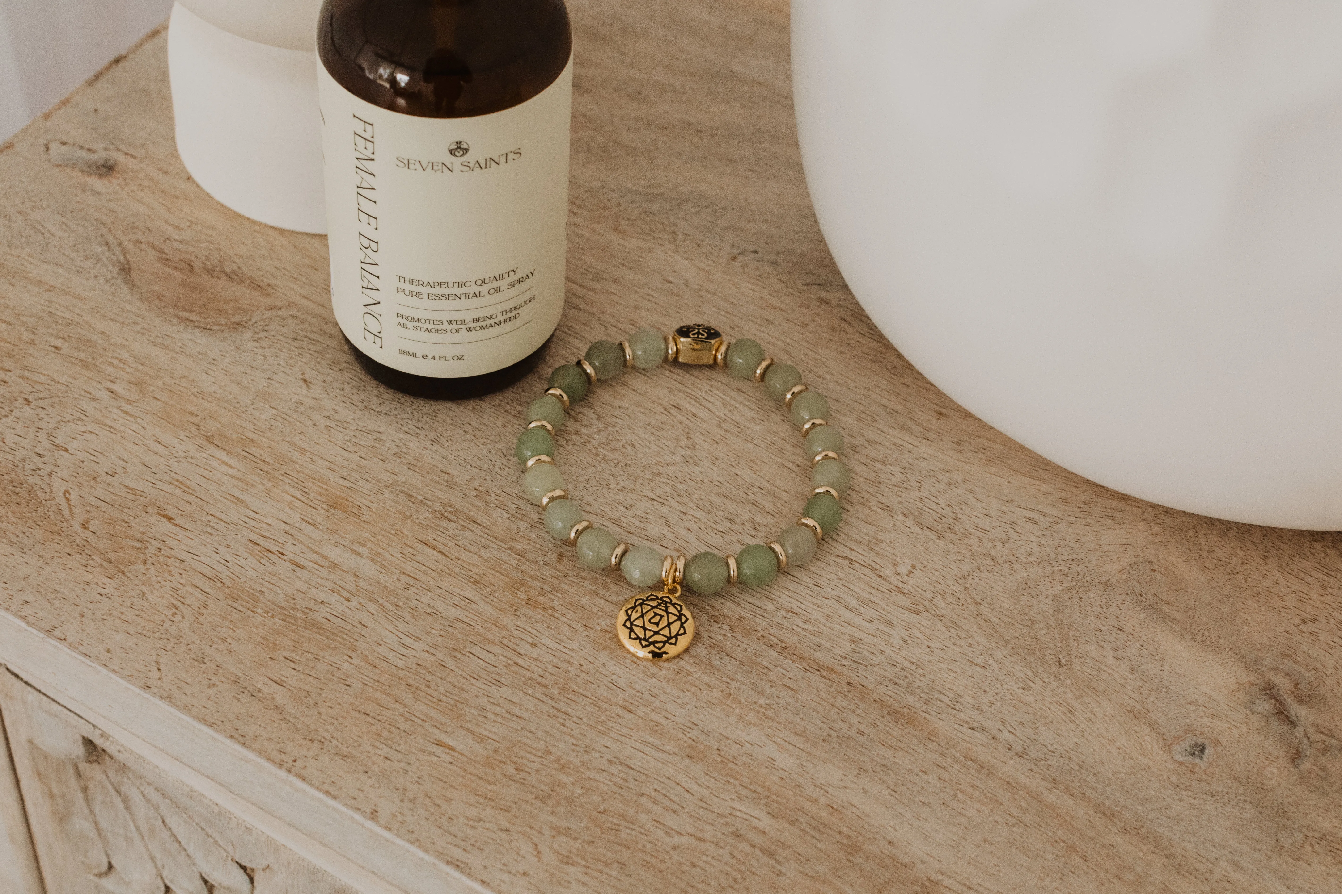 Heart Chakra Activation Aventurine Bracelet, 18K Gold Plated