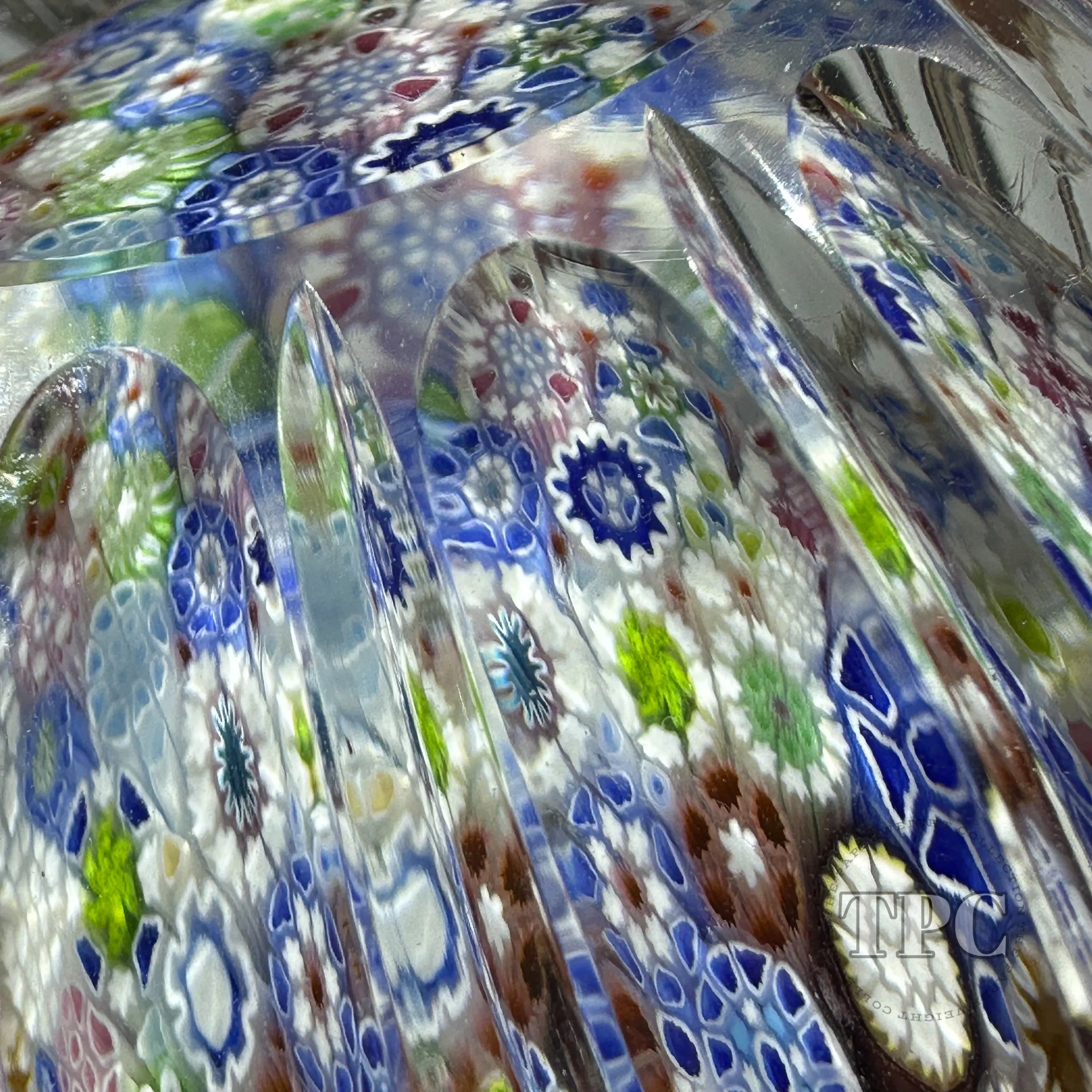Jim Brown 2019 Glass Art Paperweight Complex Closepack Millefiori with Ribbed Faceting