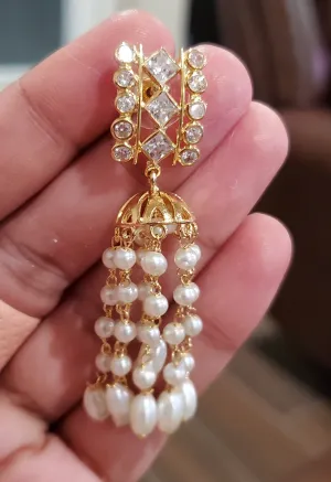 Kirty Pearl Tassel Jhumkas