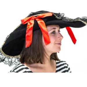 Ladies Pirate Hat w/ Lace Trim