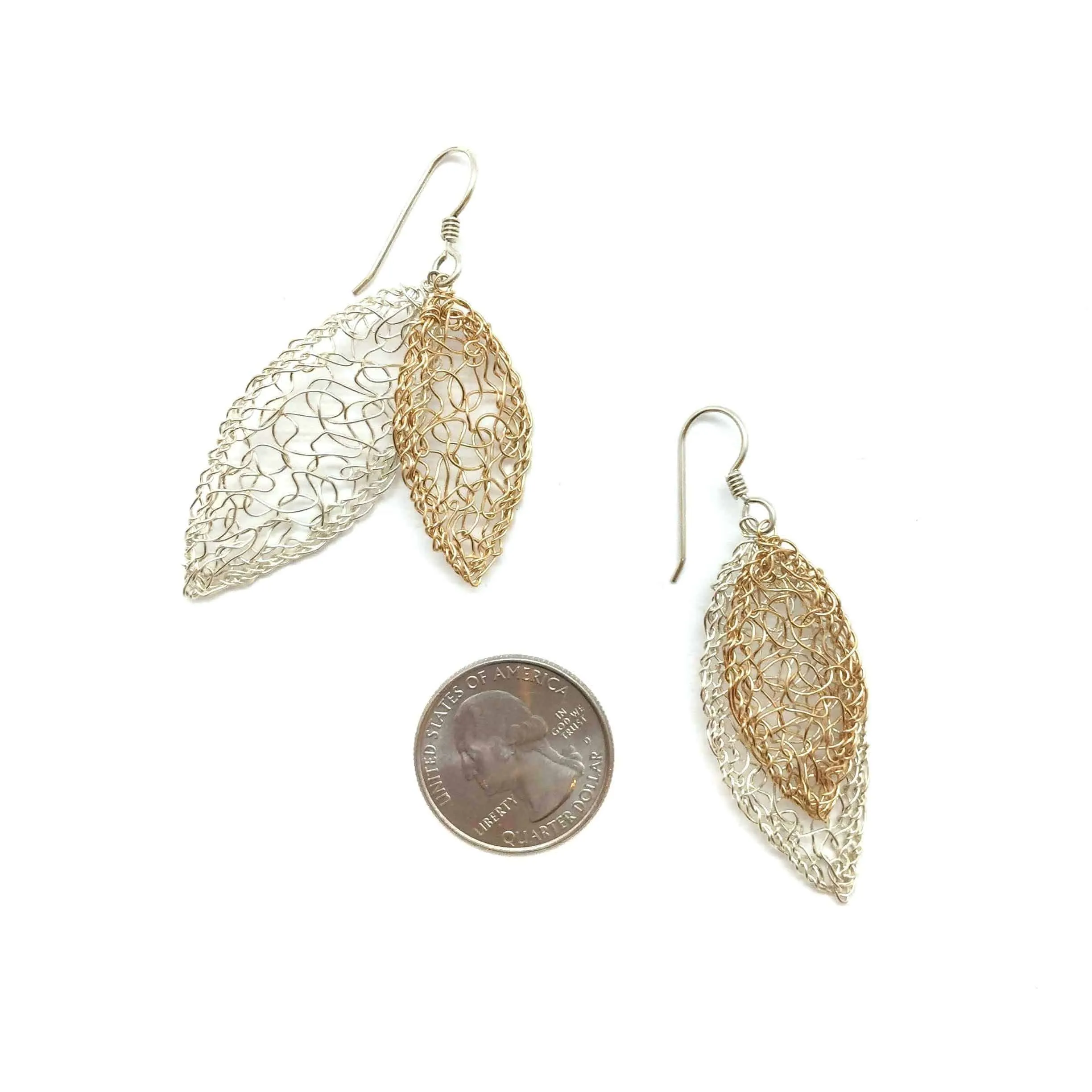 Large Layered Leaf Earrings - Gold/Silver