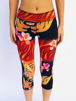 LEGGINGS RED TIGER/HAWAIIAN FLORAL (low rise)