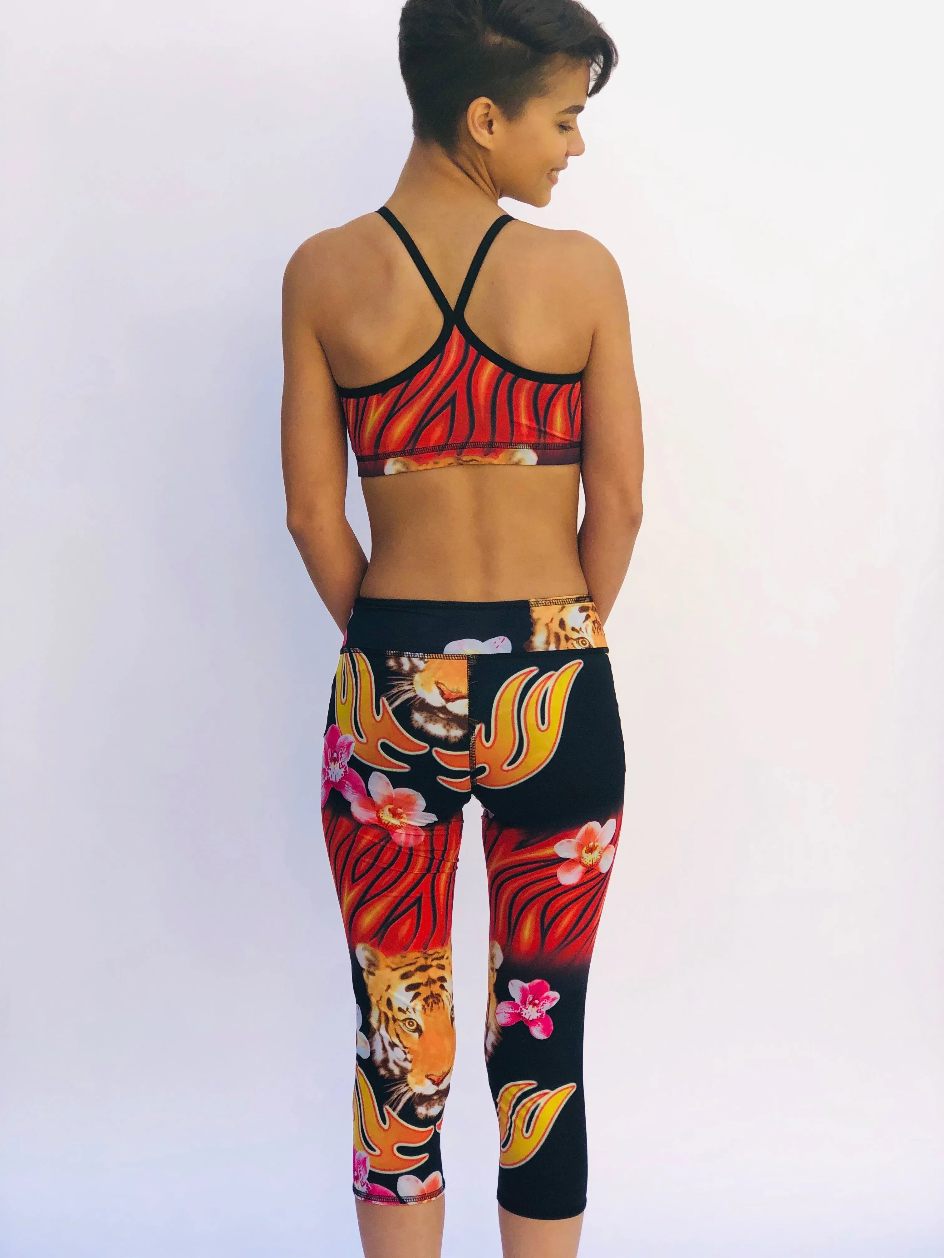 LEGGINGS RED TIGER/HAWAIIAN FLORAL (low rise)