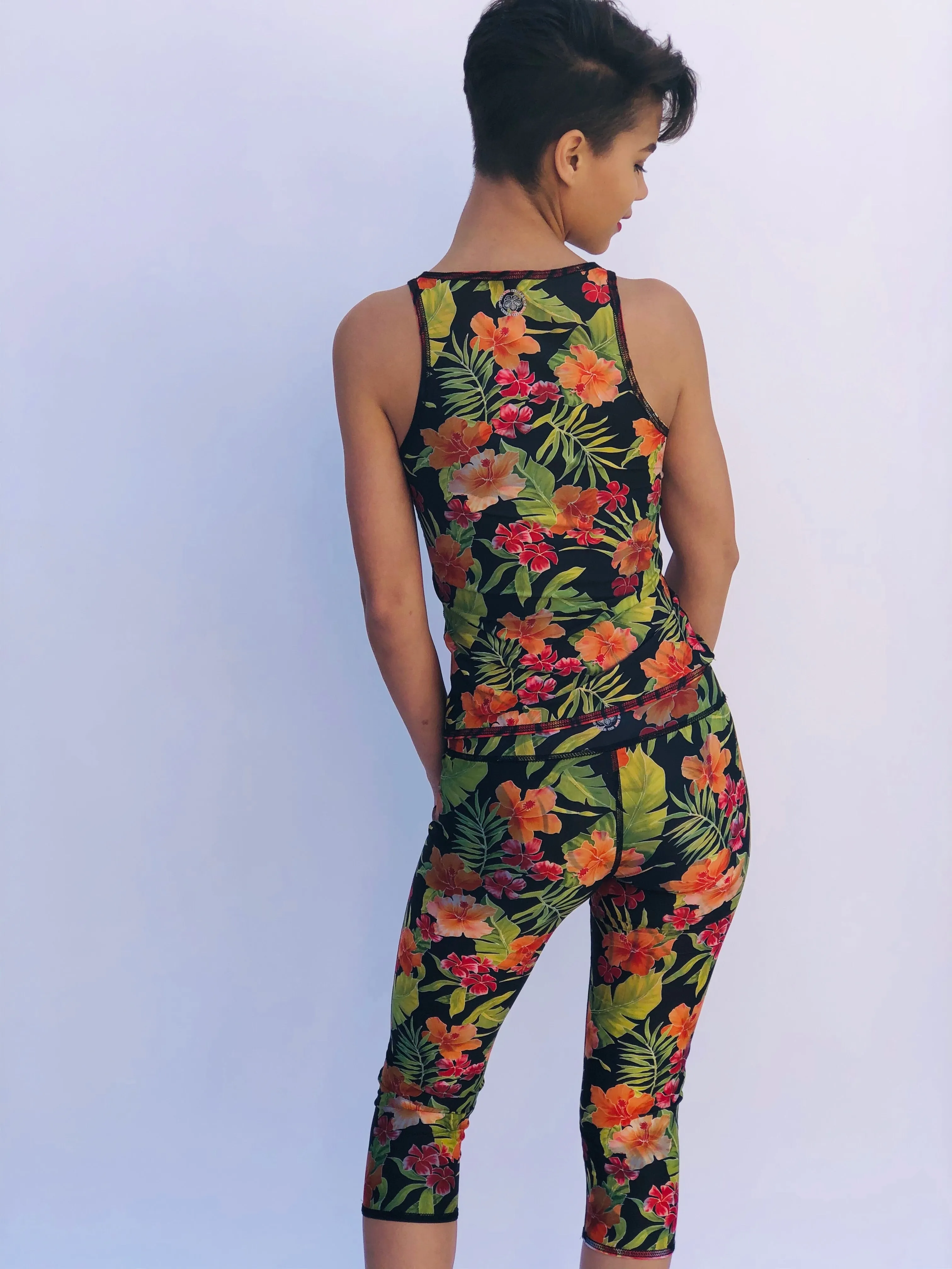 LEGGINGS RED TIGER/HAWAIIAN FLORAL (low rise)