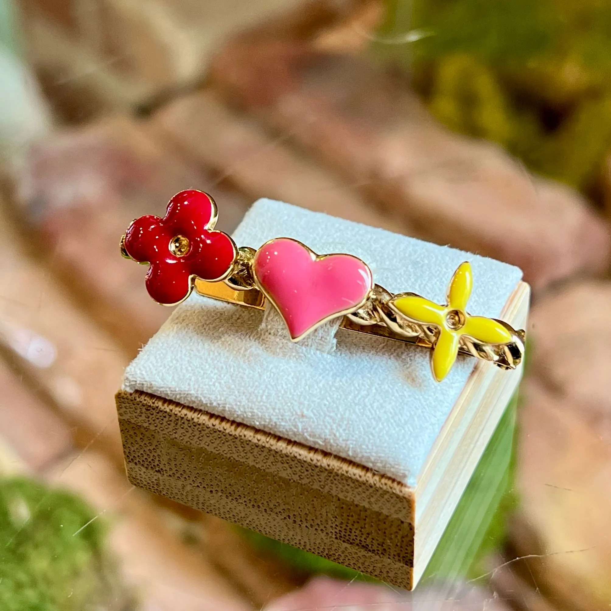 LOUIS VUITTON Sweet Monogram Gold-Tone Metal Multicolor Enamel Barrette
