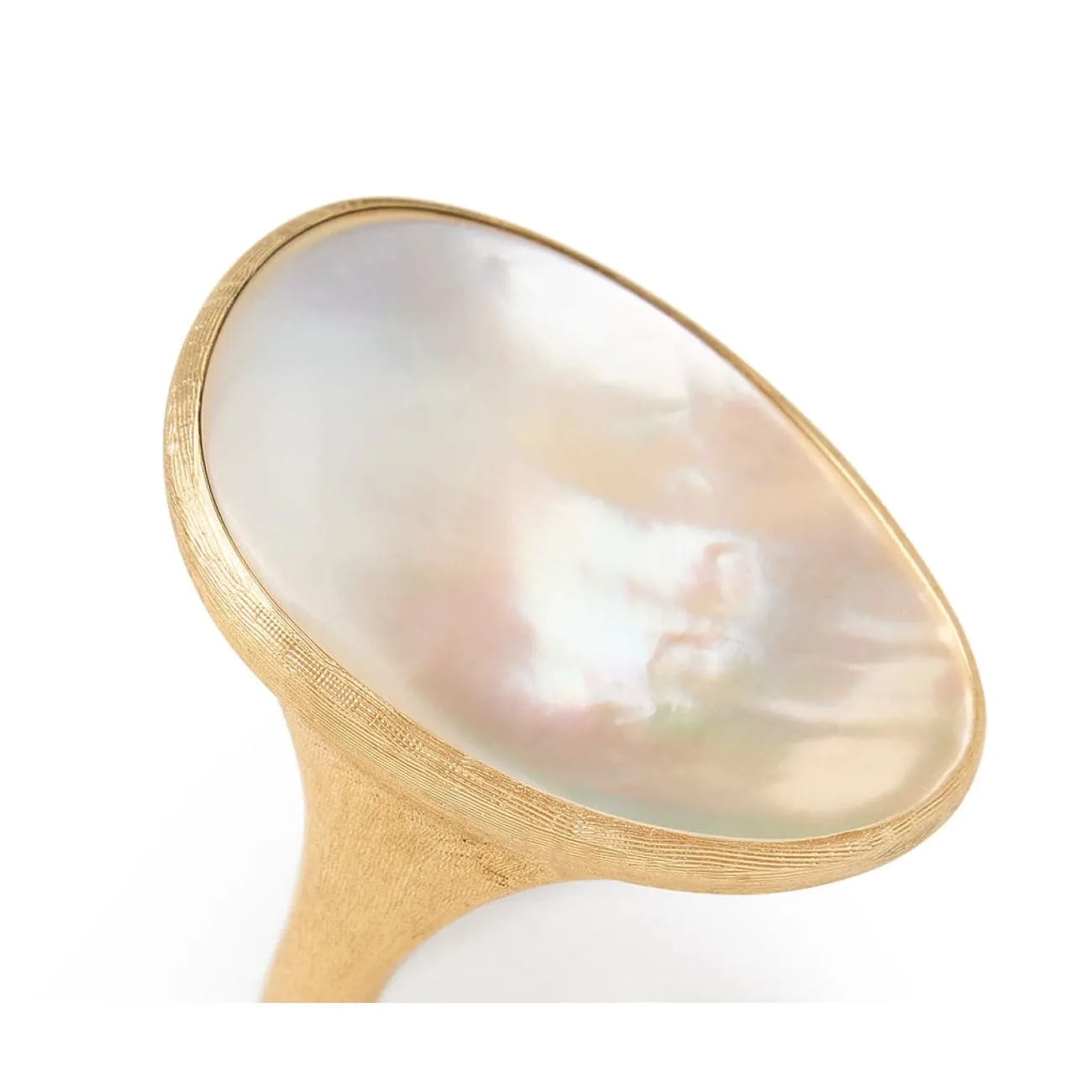Lunaria 18K Yellow Gold White Mother of Pearl Large Cocktail Ring