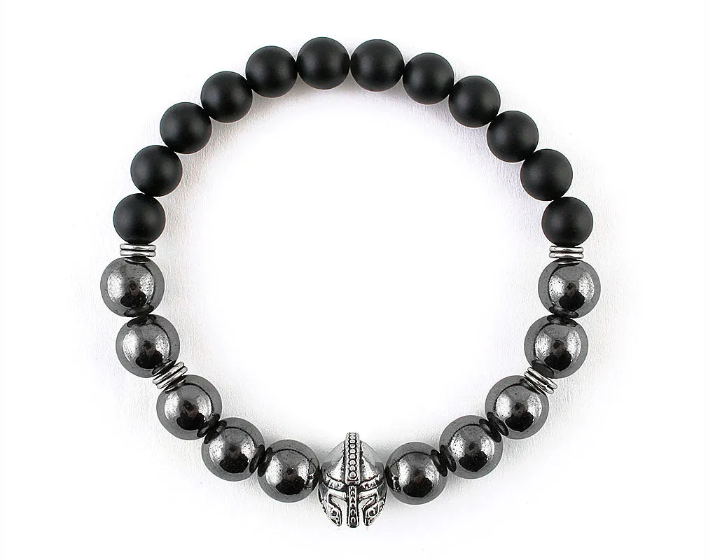 Men’s bracelet with helmet and hematite beads