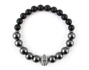 Men’s bracelet with helmet and hematite beads