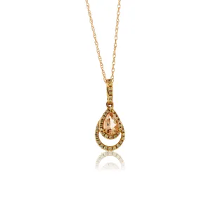 Morganite and Diamond Double Halo Pear Pendant