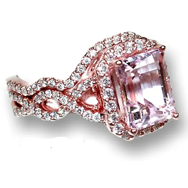 Morganite and Diamond Rose 14k Gold Wedding Set