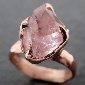 Morganite partially faceted 14k Rose gold solitaire Pink Gemstone Cocktail Ring Statement Ring gemstone Jewelry by Angeline 3049