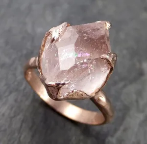 morganite partially faceted 14k rose gold solitaire pink gemstone ring statement ring gemstone jewelry by angeline 1005 Alternative Engagement