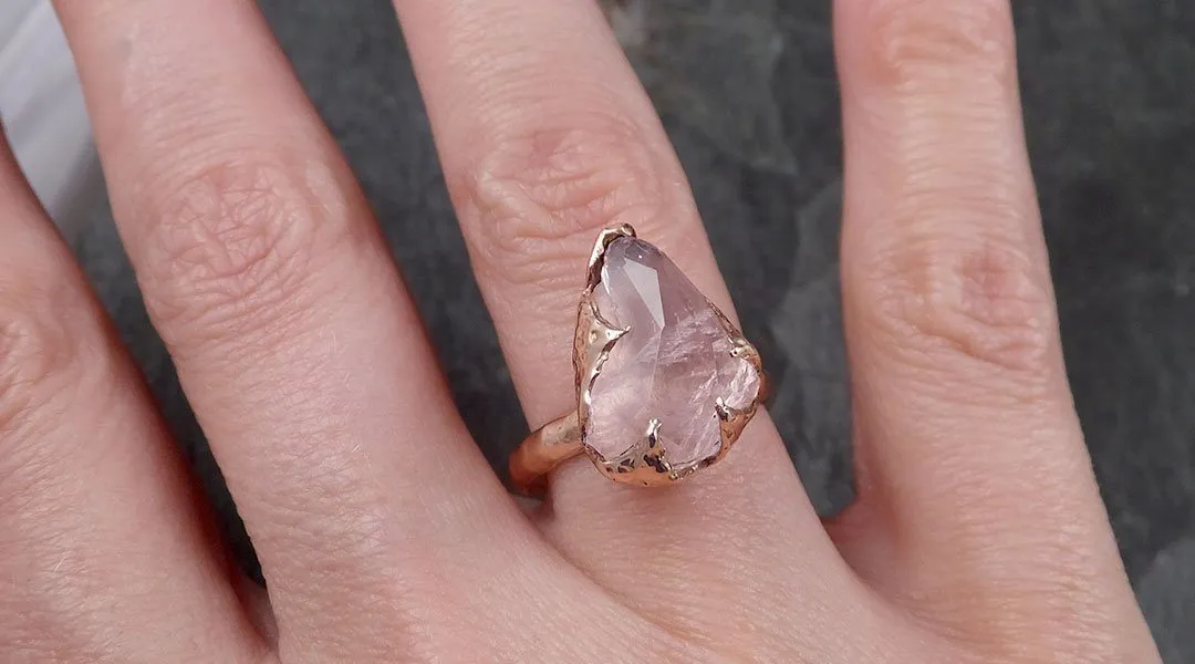 morganite partially faceted 14k rose gold solitaire pink gemstone ring statement ring gemstone jewelry by angeline 1503 Alternative Engagement