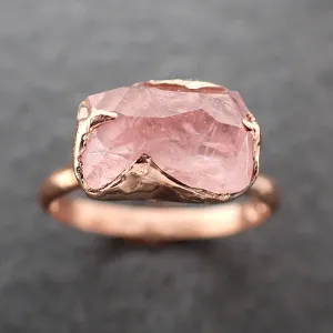 morganite partially faceted 14k rose gold solitaire pink gemstone ring statement ring gemstone jewelry by angeline 2401 Alternative Engagement