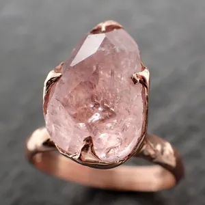 morganite partially faceted 14k rose gold solitaire pink gemstone ring statement ring gemstone jewelry by angeline 2493 Alternative Engagement