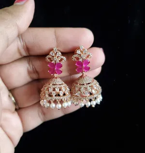 Naga Sai Sri Cz Jhumki With Rose Gold Plating Hall