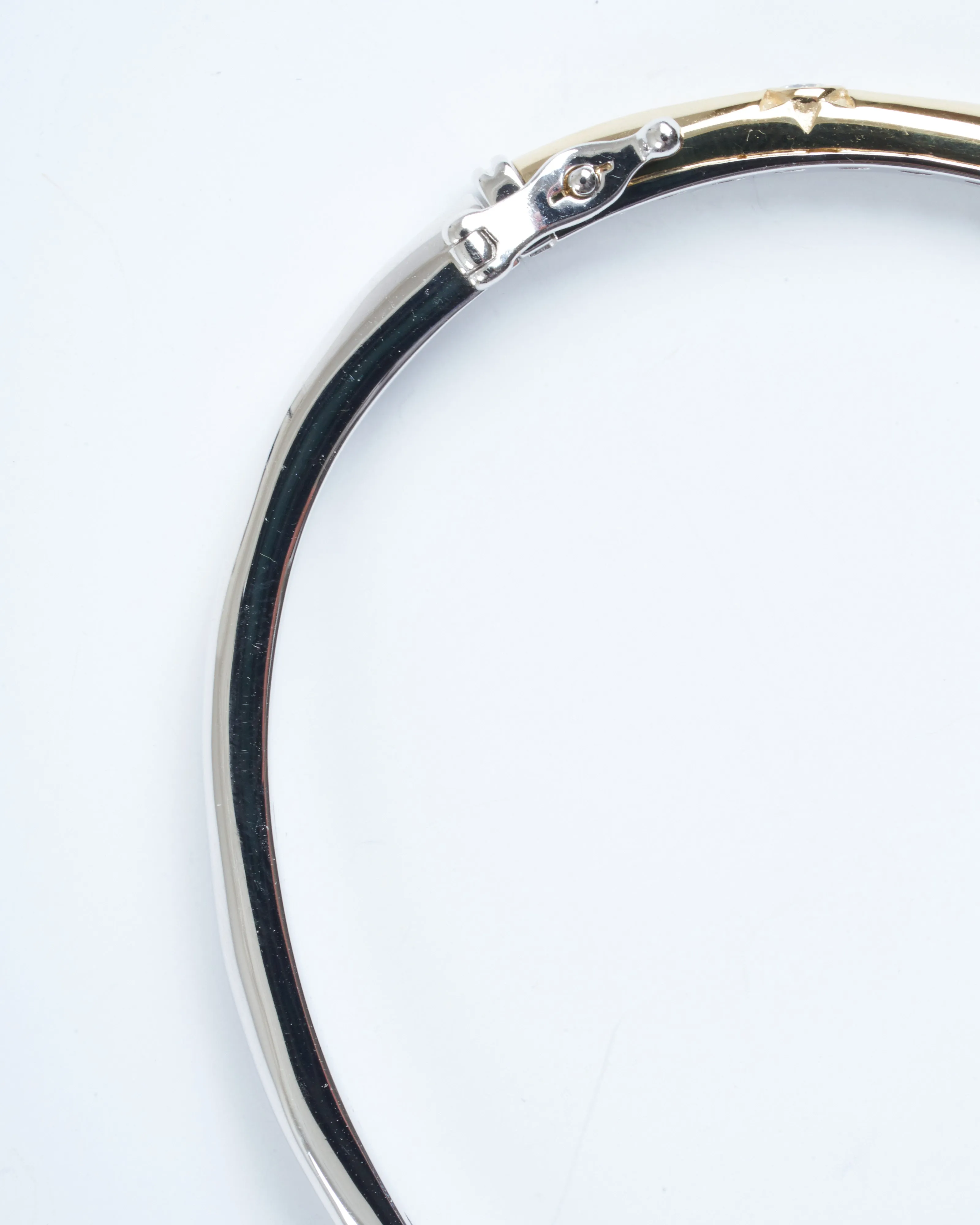 narrow two-toned starburst diamond bangle - gold/silver