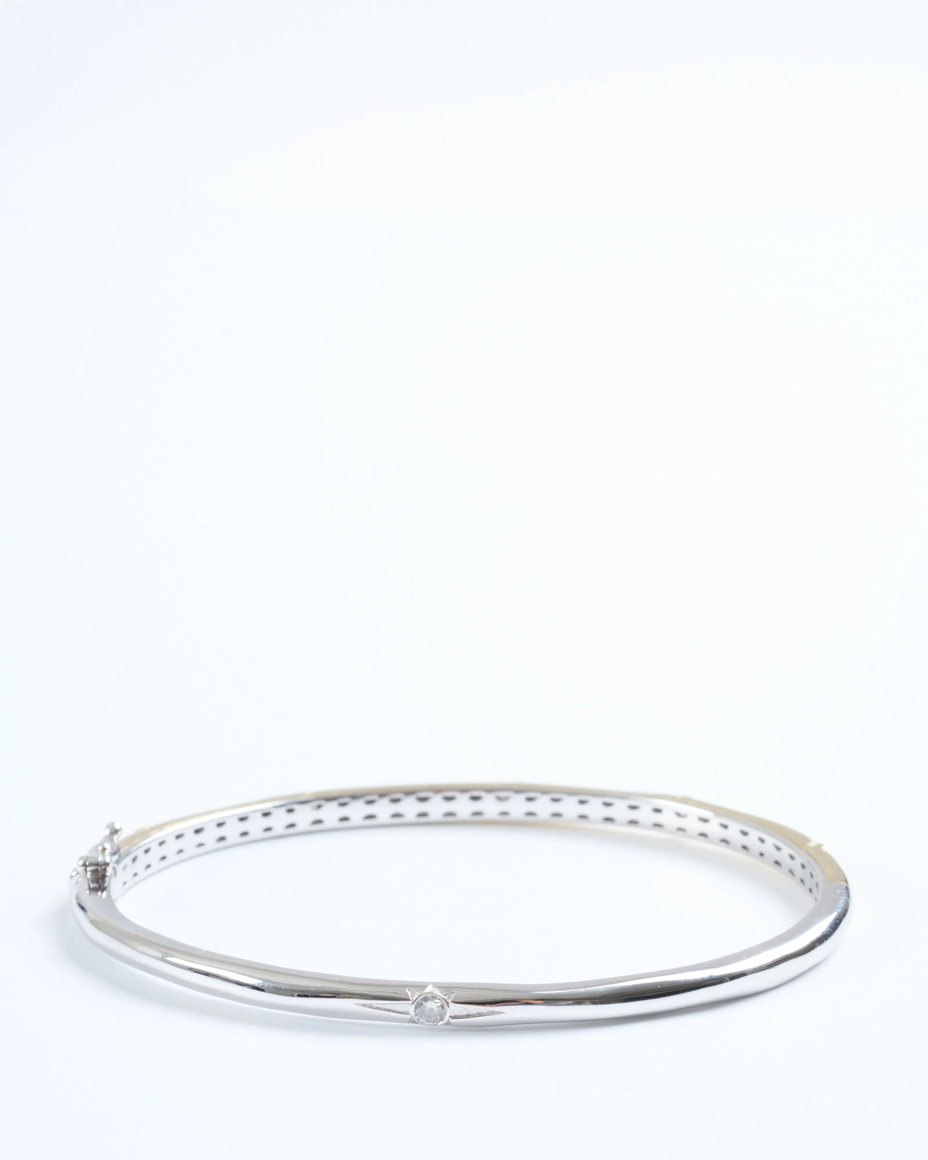 narrow two-toned starburst diamond bangle - gold/silver